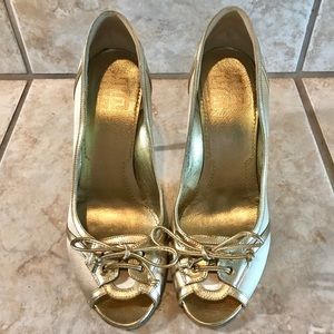 Givenchy Gold Satin High Heels